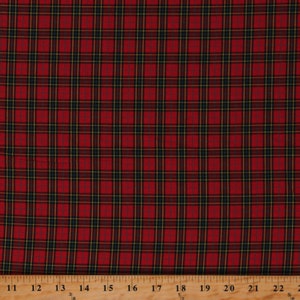 Cotton Sevenberry Classic Plaid Red Black Yellow Christmas Holiday Cotton Fabric Print by the Yard (SB-51010D202-3RED) D152.24