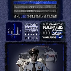 24&quot; X 44&quot; Panel Police Department Thin Blue Line Flag Police Officers Law Enforcement Navy Blue Cotton Fabric Panel D56464 Sykel Enterprises