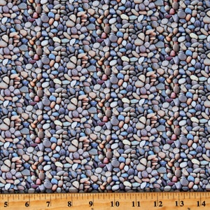 Cotton Pebbles Rocks Stones Nature Landscape Medley Multicolor Cotton Fabric Print by the Yard (684GOLD) D142.29