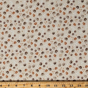 Cotton Cat Paw Prints Beige Cats Kittens Kitty Pets Animals Cotton Fabric Print by the Yard (OLIVIA-CD2158-BEIGE) D754.22