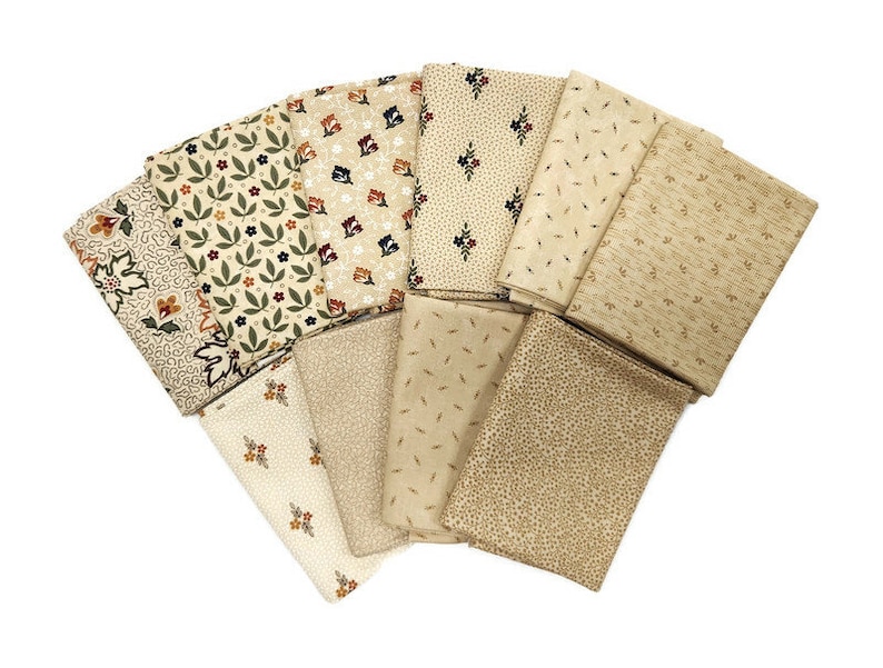 10 Fat Quarters Kansas Troubles by Moda Neutrals, Creams, LIGHT COLORS ONLY Floral Reproduction Assorted Cotton Fabrics Bundle M492.37 image 5