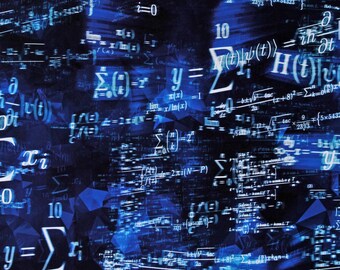 Cotton Math Mathematics Equations Formulas Sci-FI Computers Crack the Code Blue Cotton Fabric Print by the Yard (T4932-19-Navy) D576.46