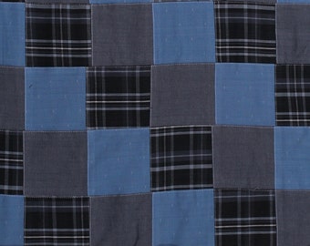 Stitched Patchwork Blue Plaid Yarn-dyed Yarn Dyed Fabric by the Yard (SRK-16016-4-blue)