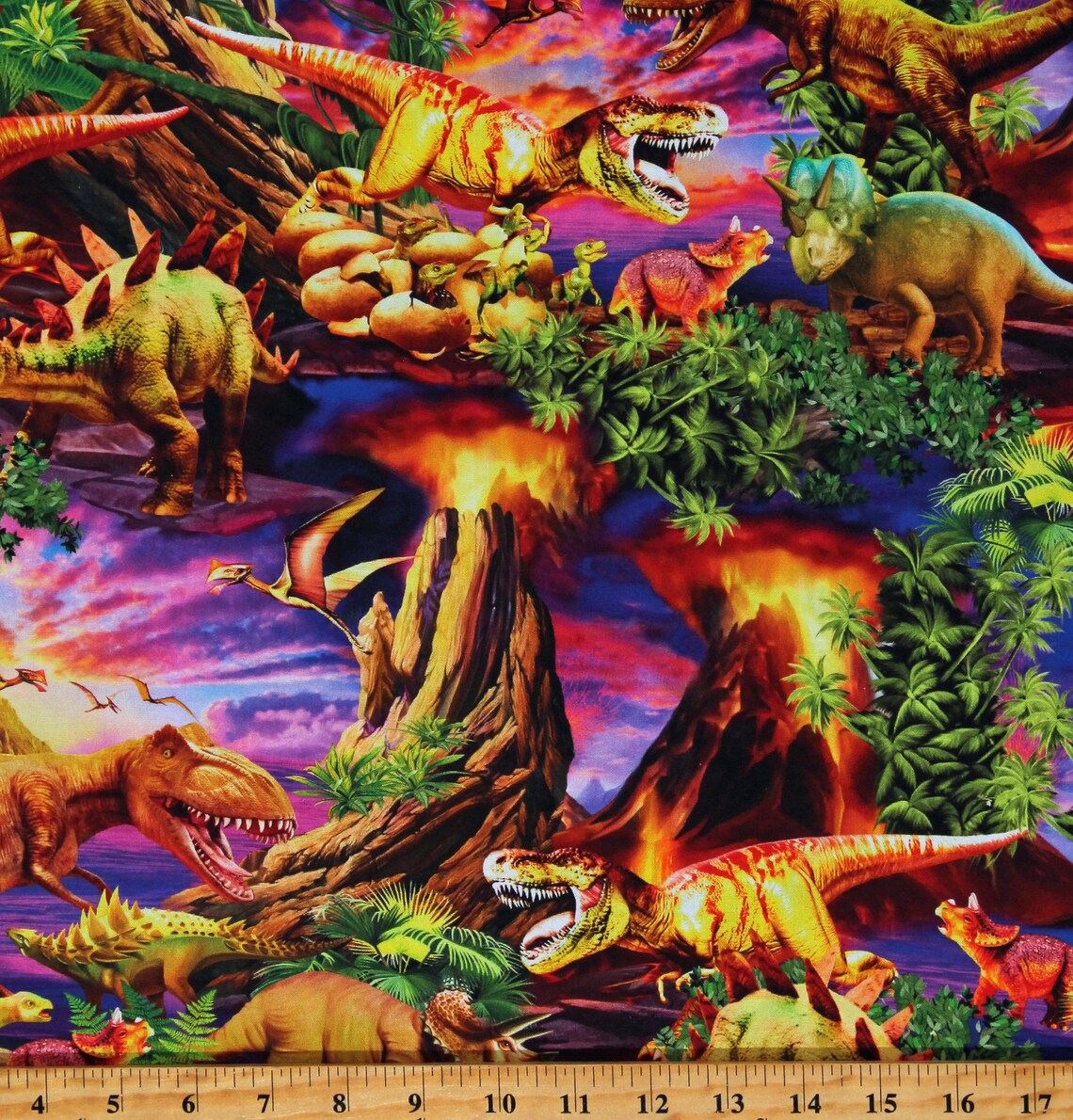 Cotton Dinosaurs Dinos Jurassic Animals Prehistoric Age Dinosaur Sunset ...