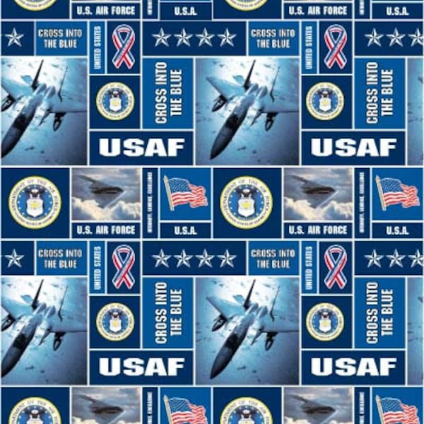 Fleece United States of America Air Force Fleece Fabric Print by the Yard ousaf012s A617.01