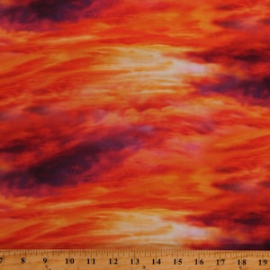 Cotton Landscapes Sunset Sunrise Sky Skies Clouds Colorful Nature Outdoors Orange Cotton Fabric Print by the Yard (52119D-X) D765.44