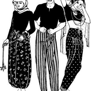 Pantaloni Sarouelles Folkwear n. 119 Pantaloni Turchi Africani Indiani Modello di Cucito Tradizionale Storico (Solo Modello) folkwear119