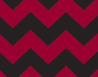 Fleece Chevron Red / Black Stripe Zig Zag Fleece Fabric Print by the Yard odt-3202-3a-16d A344.05