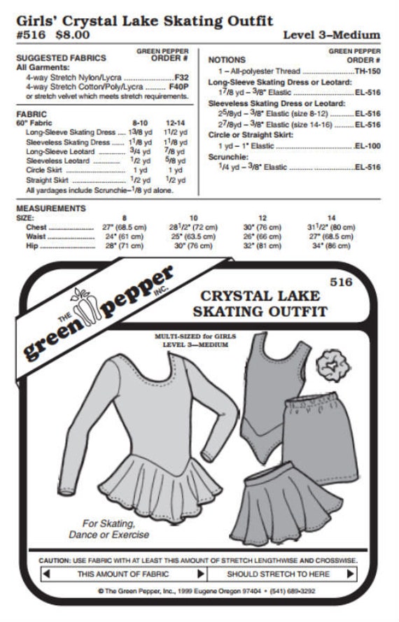 Kids Crystal Lake Skating Outfit - 516 - The Green Pepper Patterns Kids Crystal Lake Skating Outfit - 516 - The Green Pepper Patterns