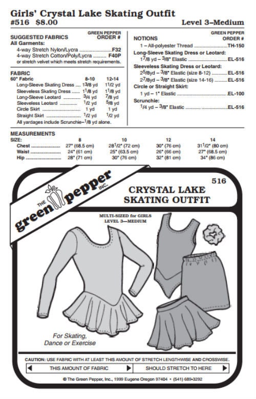 Kids Crystal Lake Skating Outfit - 516 - The Green Pepper Patterns Kids Crystal Lake Skating Outfit - 516 - The Green Pepper Patterns