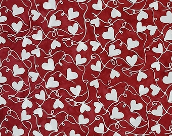Cotton Bali Batik Pink Swirly Hearts on Peppermint Red Swirls Allover Hoffman California Fabrics Red Batik Fabric Print by Yard D365.50