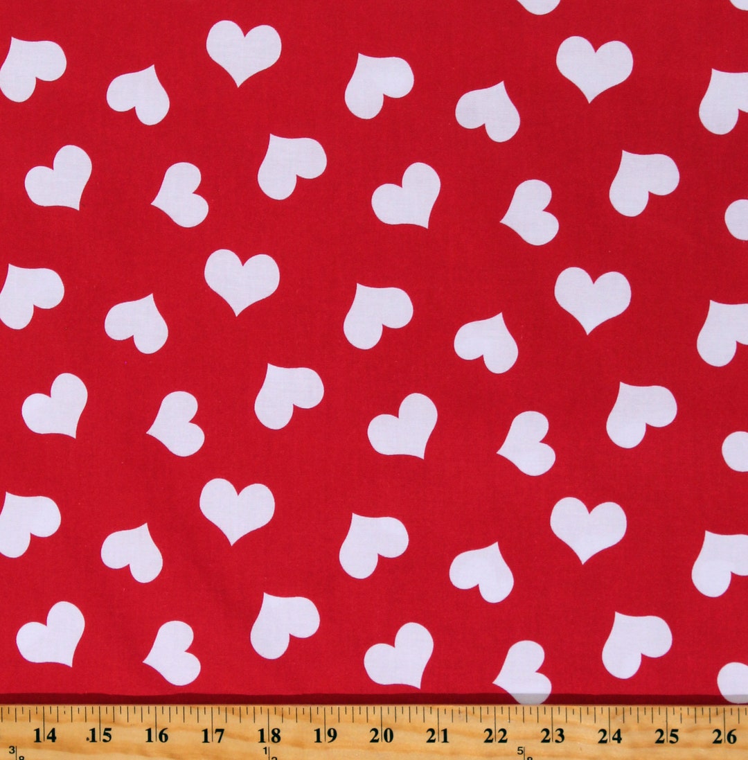 Cotton Hearts Valentines Day Affection Love Red Cotton Fabric Print by ...