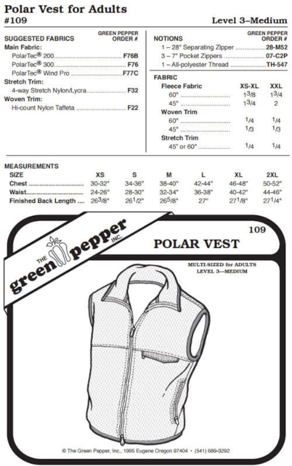 Adult’s Polar Vest Pattern - 109 - The Green Pepper Patterns Adult’s Polar Vest Pattern - 109 - The Green Pepper Patterns