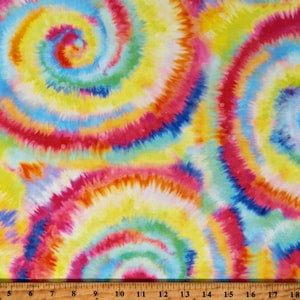 Cotton Tie Dye Look Rainbow Tie-Dye Swirls Whimsy Wonderland by Momo Multi-Color Cotton Fabric Print by the Yard (33656-11) D766.90