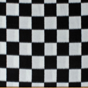 Fleece Racing Check Black and White Checks Checkered Squares Fleece Fabric Print by the Yard (7968M-11C) A511.41