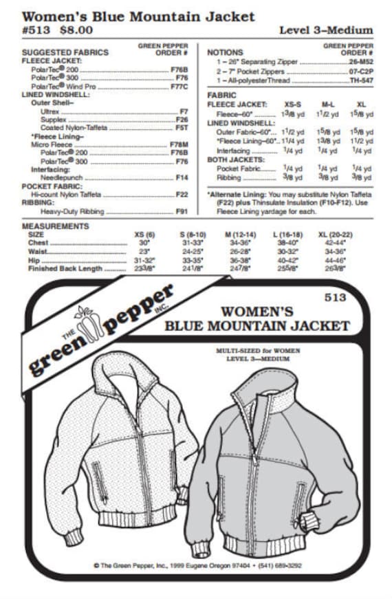 Women’s Blue Mountain Jacket Pattern - 513 - The Green Pepper Patterns Women’s Blue Mountain Jacket Pattern - 513 - The Green Pepper Patterns