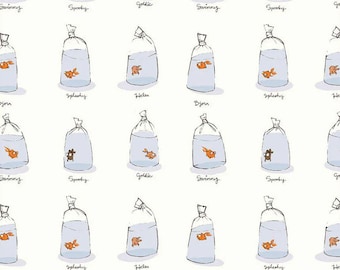 Cotton Heather Ross Favorites Goldfish Fish in Bags Pets Animals Names Officially Licensed by Windham Fabrics Fabric Print by Yard D657.62
