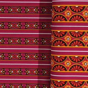 Cotton Sunset Paisley Stephanie Dawn Floral Flowers Stripes Pink Cotton Fabric Print by the Yard (14641) D136.04