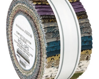 Jelly Roll - Henderson Street by Jill Shaulis for Robert Kaufman Floral 2.5&quot; Strips Roll-Up Bundle Quilter&#39;s Cotton Fabric Precuts M494.30