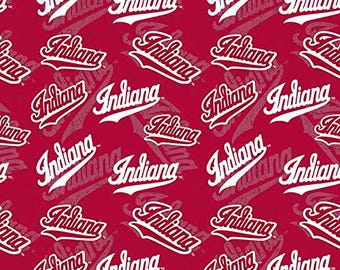 Cotton Indiana University Hoosiers NCAA College Sports Team Red White Cotton Fabric Print by the Yard (IND-1178) D663.62 Sykel Enterprises