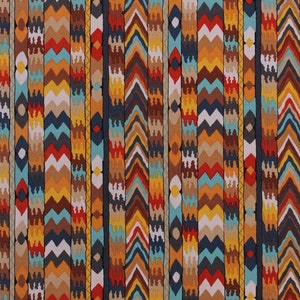 Cotton Tribal Southwestern Southwest Stripes Chevrons Designs African Africa Bukhara Cotton Fabric Print by the Yard (PWSL049-TERRA) D562.14