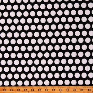 Cotton White Polka Dots on Black Mystique Circles Patterned Cotton Fabric Print by the Yard (C3084-BLACK) D139.03
