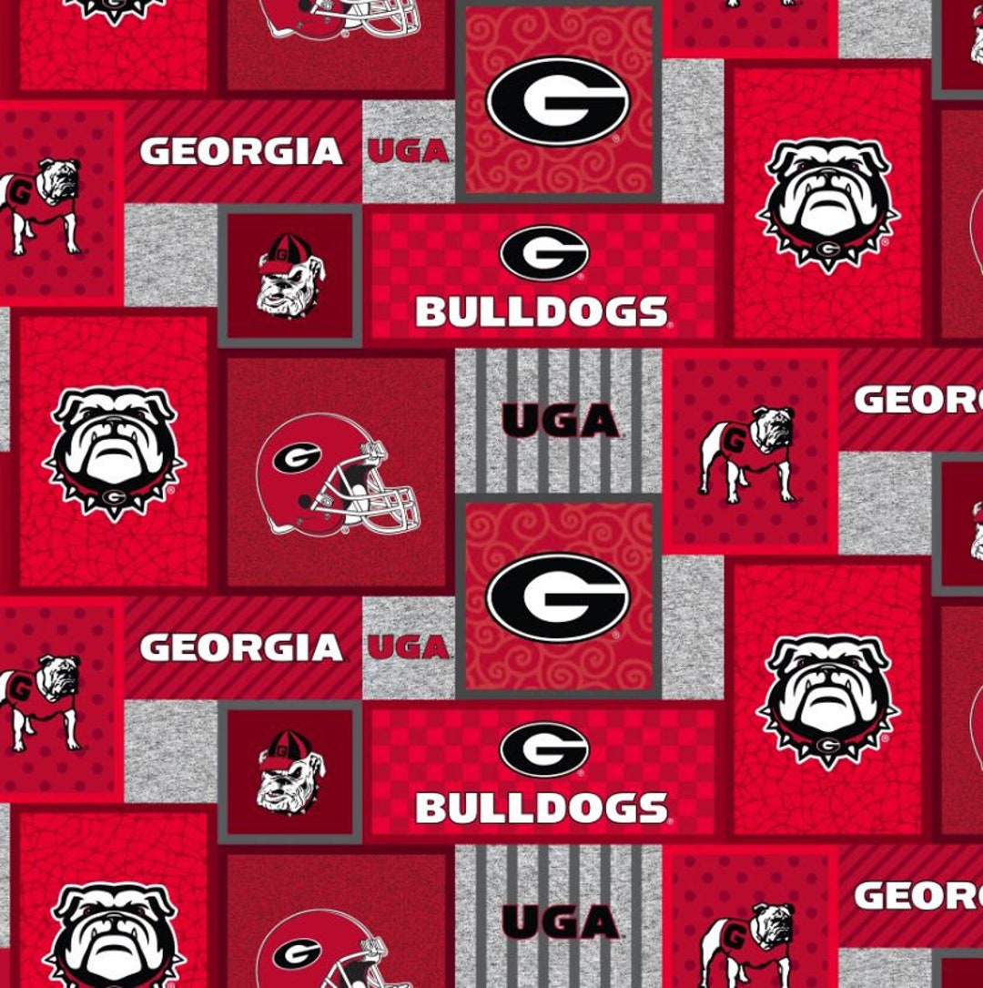 Fleece University of Bulldogs UGA Football Helmets Red Squares