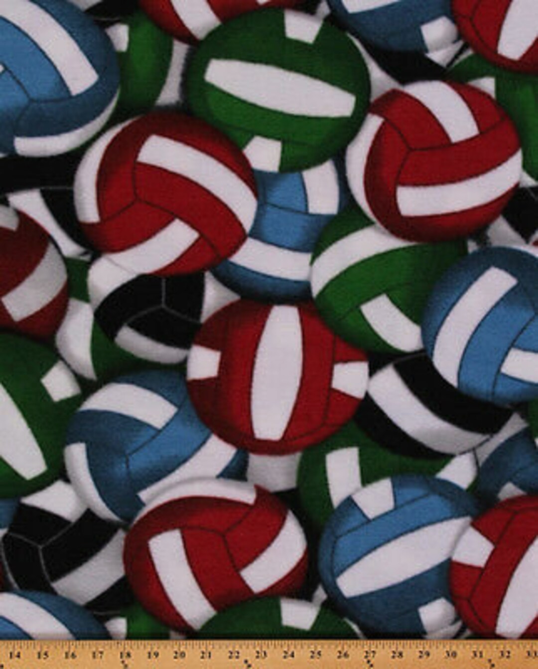 Fleece Multi Colored Volleyballs Sports Fleece Fabric Print by the Yard
