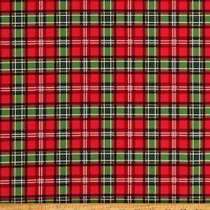 Cotton Red and Green Holiday Plaid Christmas Memories Patterned Cotton Fabric Print by the Yard (C8698-MULTI) D403.27