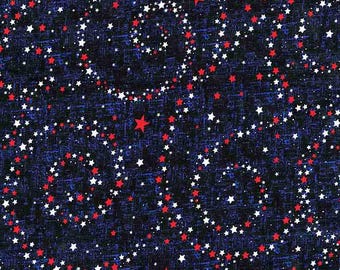 108" Wide USA Stars Starry Swirl Patriotic America Freedom Quilt Backing Timeless Treasures Cotton Fabric Print by the Yard (D263.38)