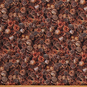 Cotton Pinecones Cones Trees Nature Foliage Landscape Brown Cotton Fabric Print by the Yard (52114D-X) D514.43