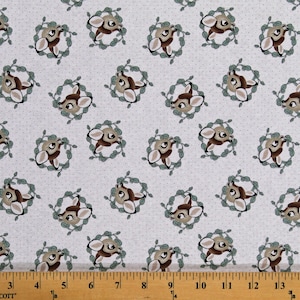 Cotton Bambi Badge Kids Disney Fairytale Cream Cotton Fabric Print by the Yard (73467-A620715) D690.90 Officially Licensed Springs Creative