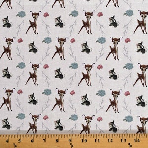 Cotton Bambi Thumper Cross Disney Characters Forest Animals Kids Fairytale White Cotton Fabric Print by the Yard D461.42 Springs Creative