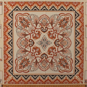 36.25&quot; X 44&quot; Panel Moda Sandy Gervais Plush Floral Motifs Terra Cotta Tan Cotton Fabric Panel (17890-21) D475.69