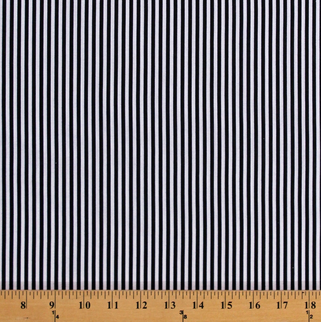 Cotton Black and White Stripes Patterned 1/8 Stripes Cotton Fabric
