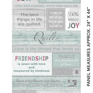 24&quot; X 44&quot; Panel Sewer&#39;s Friendship Phrases Words Quilter&#39;s Sayings Cute Seamstress Cotton Fabric Panel (06970-99) D690.76 Benartex Fabrics