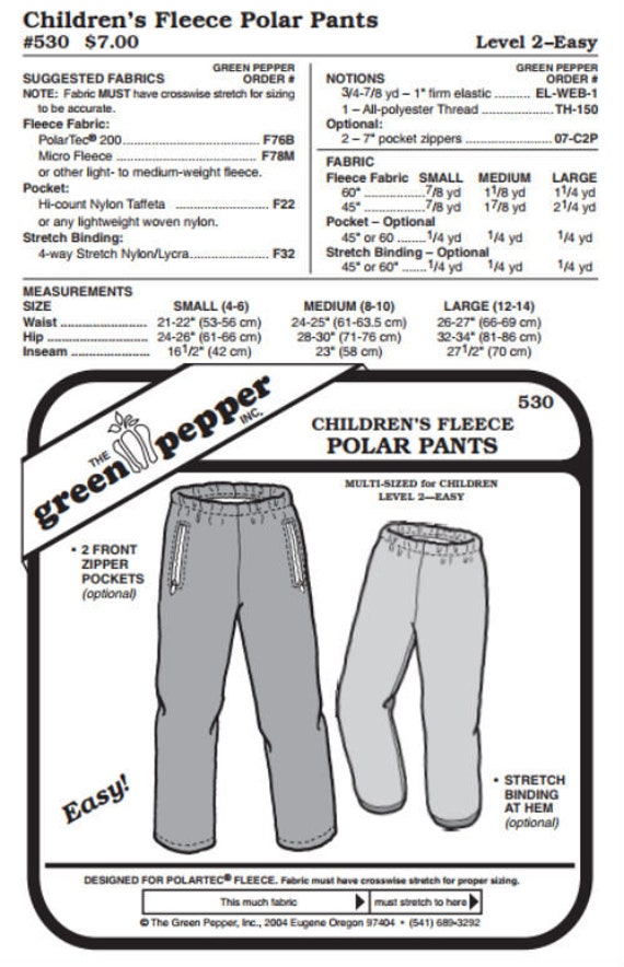 Kids Polar Pants Pattern - 530 - The Green Pepper Patterns Kids Polar Pants Pattern - 530 - The Green Pepper Patterns