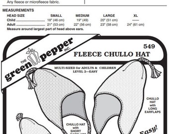 Fleece Chullo Hat #549 For Adults and Children Earflap Winter Hat Fleece Hats Sewing Pattern (Pattern Only) gp549