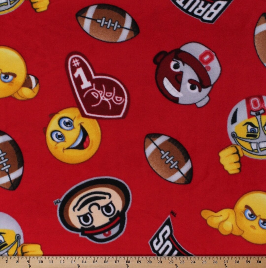 Fleece Ohio State University Emojis Footballs OSU Buckeyes Brutus Red