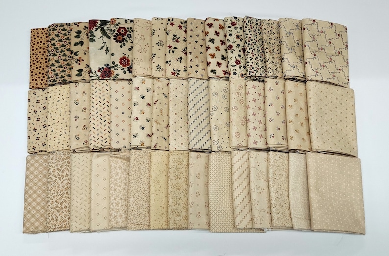 10 Fat Quarters Kansas Troubles by Moda Neutrals, Creams, LIGHT COLORS ONLY Floral Reproduction Assorted Cotton Fabrics Bundle M492.37 image 1