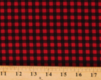 Cotton Red and Black Gingham Check Squares Tiny Plaid Cotton Fabric Print by the Yard (PLAID-C5576-RED) D470.45