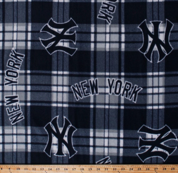 Fleece New York Yankees MLB Baseball Plaid Fleece Fabric Print | Etsy
