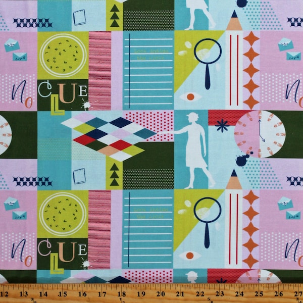 Cotton Clueless Nancy Drew Detective Mystery Mysteries Clues Puzzles Angela Pingel Cotton Fabric Print by the Yard (52829-1) D388.60