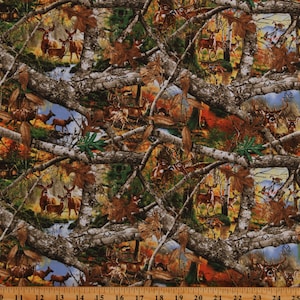 Cotton Realtree Camouflage Scenic Camo Hunter's Hunting Deer Ducks Cotton Fabric Print by the Yard (10282) D772.68