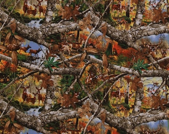 Cotton Realtree Camouflage Scenic Camo Hunter's Hunting Deer Ducks Cotton Fabric Print by the Yard (10282) D772.68