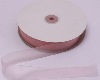 100 Yard Roll - 7/8" Inch Wide Petal Pink Shimmery Non-Wired Nylon Sheer Ribbon - Sold by the 100-Yard Spool (72070-023) M206.08