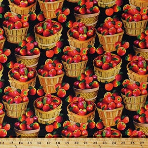 Cotton Apple Baskets Bushels of Apples Orchard Harvest Fall Autumn Fruit Food Apple Gala Cotton Fabric Print by the Yard (08853-12) D571.62