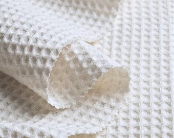 Waffle Weave Pique Woven Heirloom Bird Nest Off-White 60" Wide Cotton Fabric by the Yard (8460R-6J) D167.22