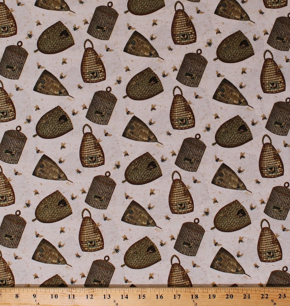 Cotton National Parks Wildlife Animals Words on Cream Fabric Print BTY D472.29