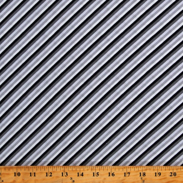 Cotton Diagonal Stripes Lines Black Gray White Discover by Whistler Studios Cotton Fabric Print by the Yard (52629-3) D467.68